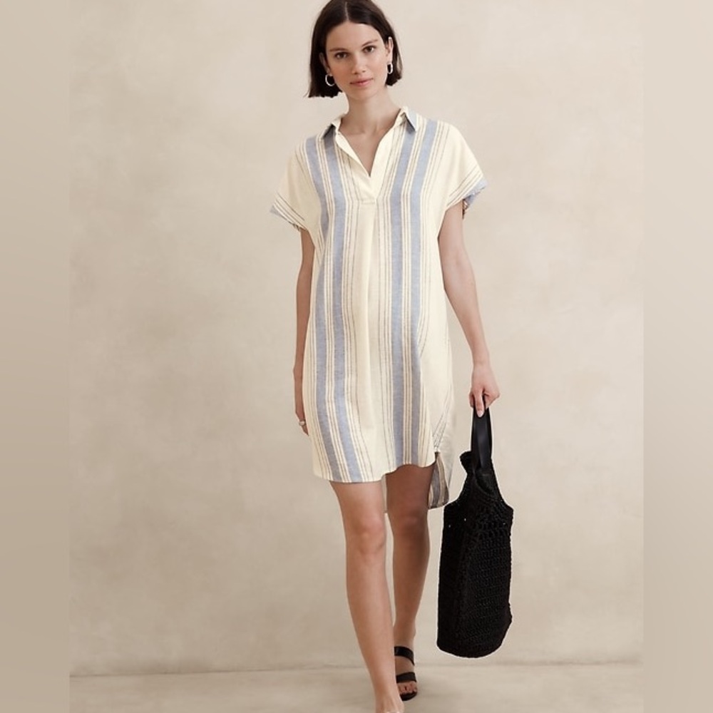 NWT | Banana Republic Linen Blend Popover Mini Dress